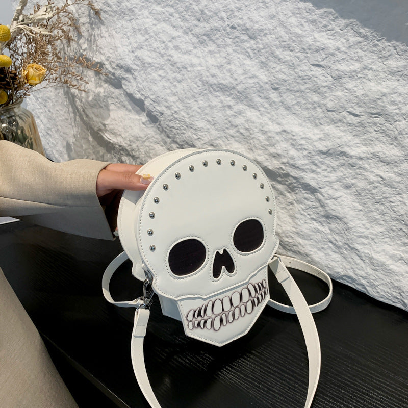 Bolso de hombro con diseño de calavera de Halloween para niñas, divertido y lindo bolso de mensajero con personalidad, bolsos cruzados creativos para mujeres