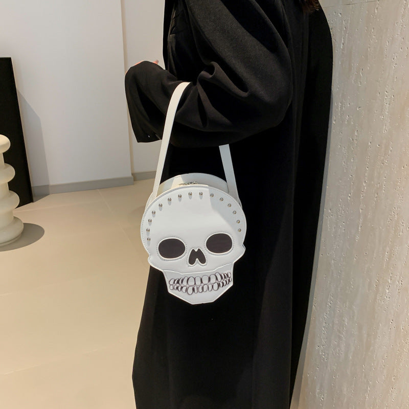 Bolso de hombro con diseño de calavera de Halloween para niñas, divertido y lindo bolso de mensajero con personalidad, bolsos cruzados creativos para mujeres