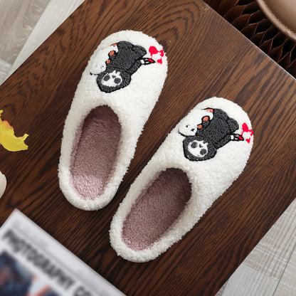 Pantuflas de algodón con bordado de calavera y fantasma para Halloween