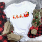 Christmas Movie Print Crew Neck T-shirt Women