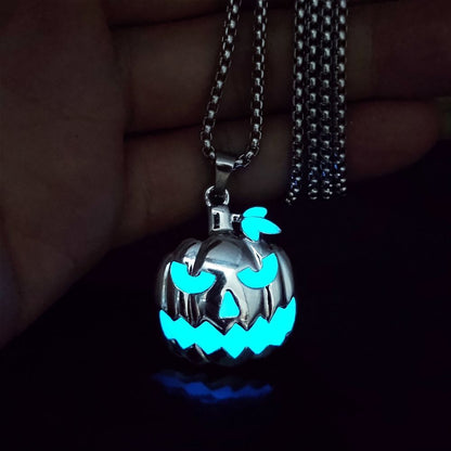 Halloween Ghost Festival Accessories Luminous Pumpkin Pendant Necklace