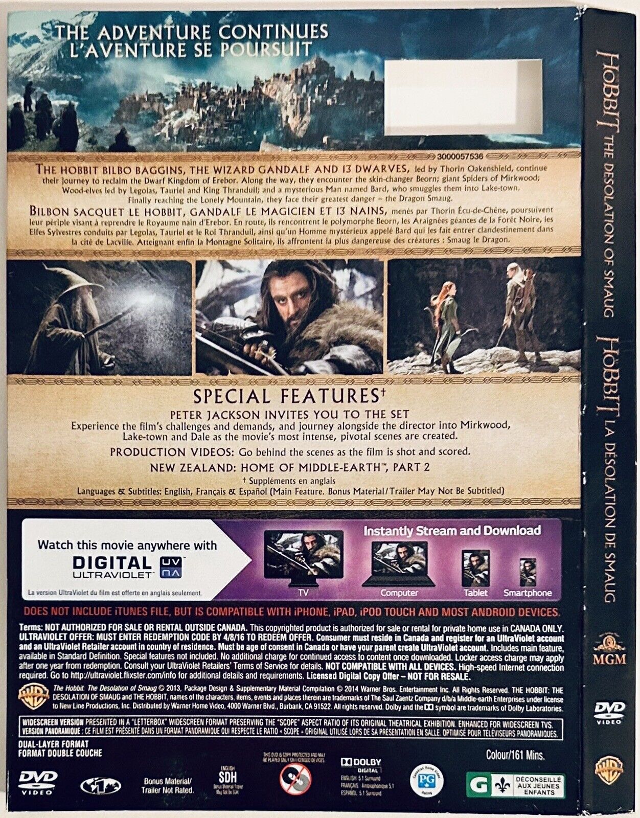 The Hobbit: The Desolation of Smaug 2014 * DVD Slipcover ONLY - ONLY - NO DISC