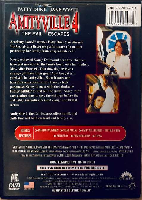 Amityville 4 - The Evil Escapes (DVD 2003) Horror, Patty Duke, OOP 1989 Sterling