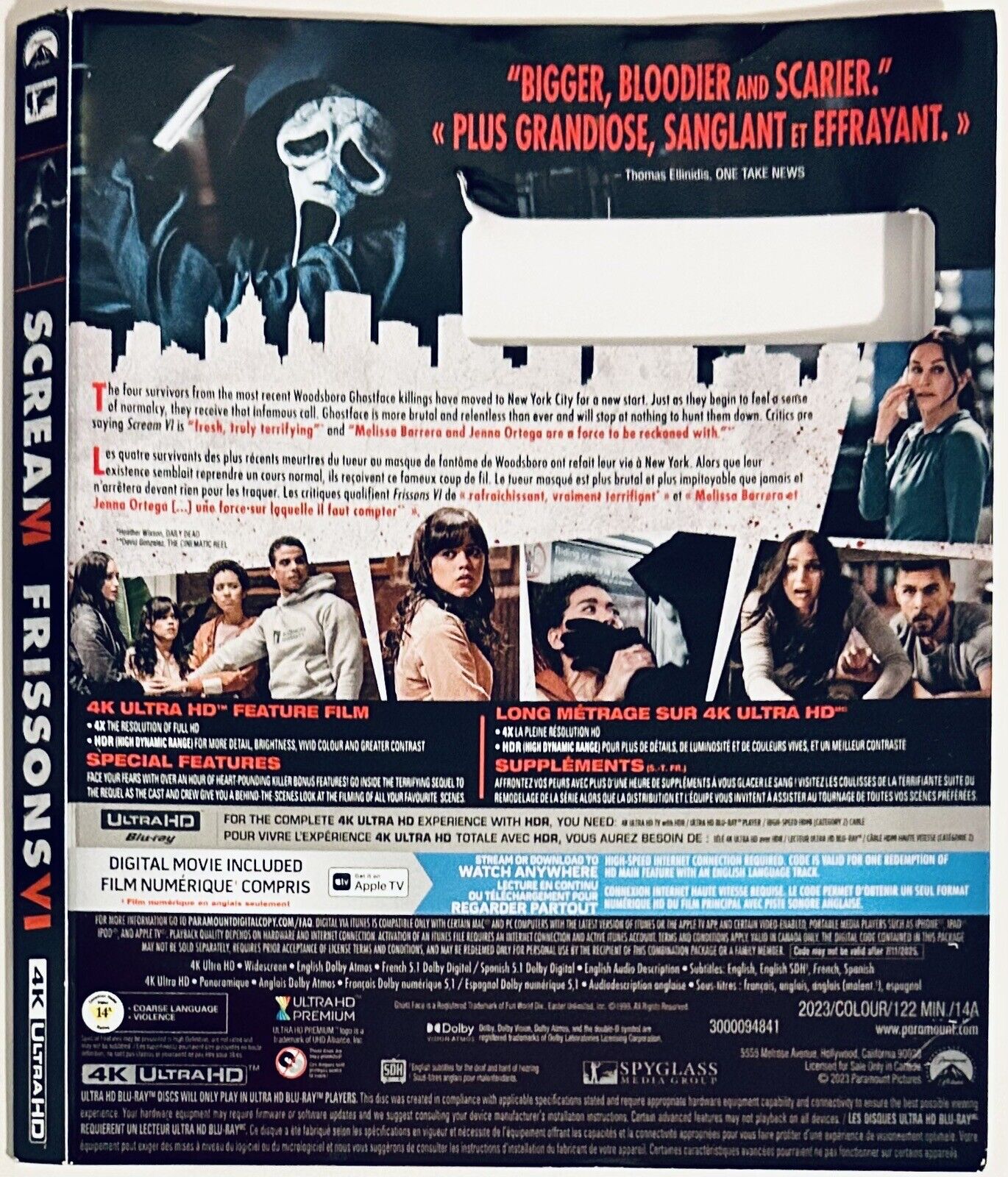 “Scream 5” 2022 * 4K-UHD Slipcover ONLY - NO DISC/CASE *