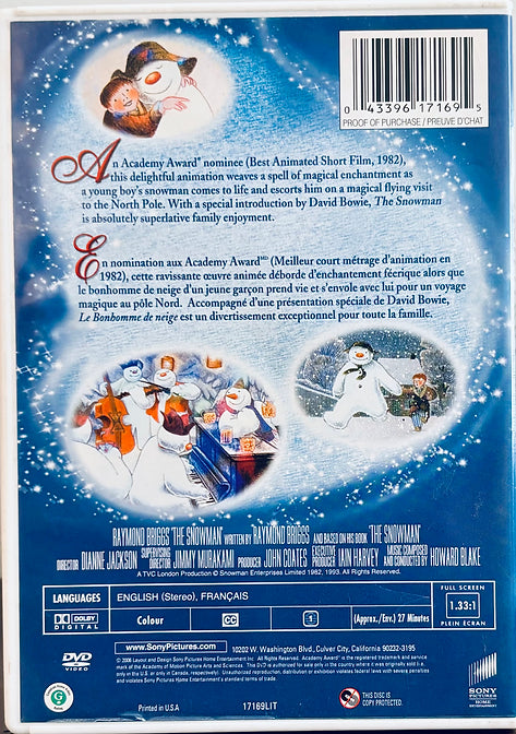 Raymond Briggs' The Snowman (DVD 1982) TV Movie/Animation Sony En/Fr*MA1