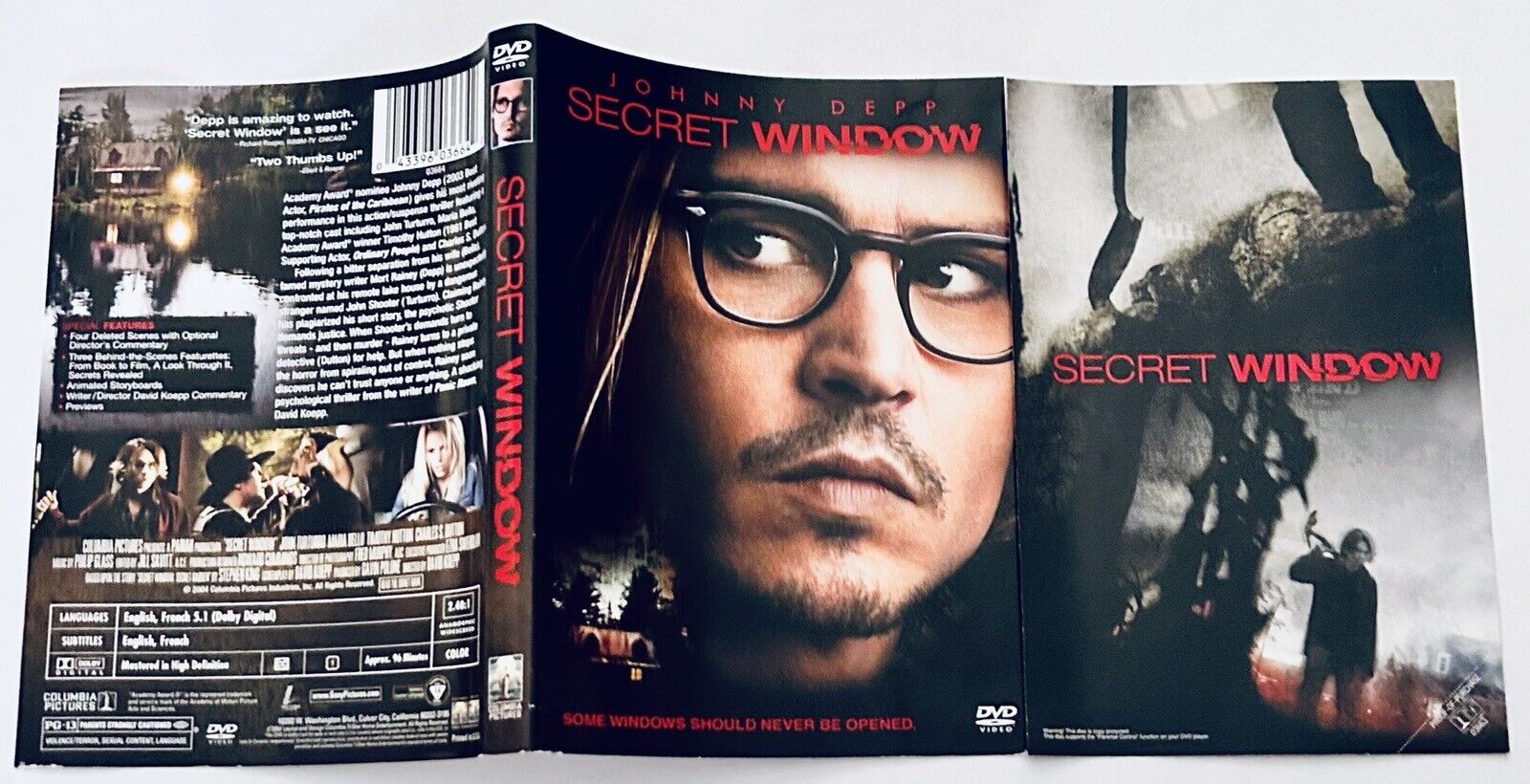 Secret Window DVD, 2004 * ARTWORK & INSERT - NO DISC * Johnny Depp