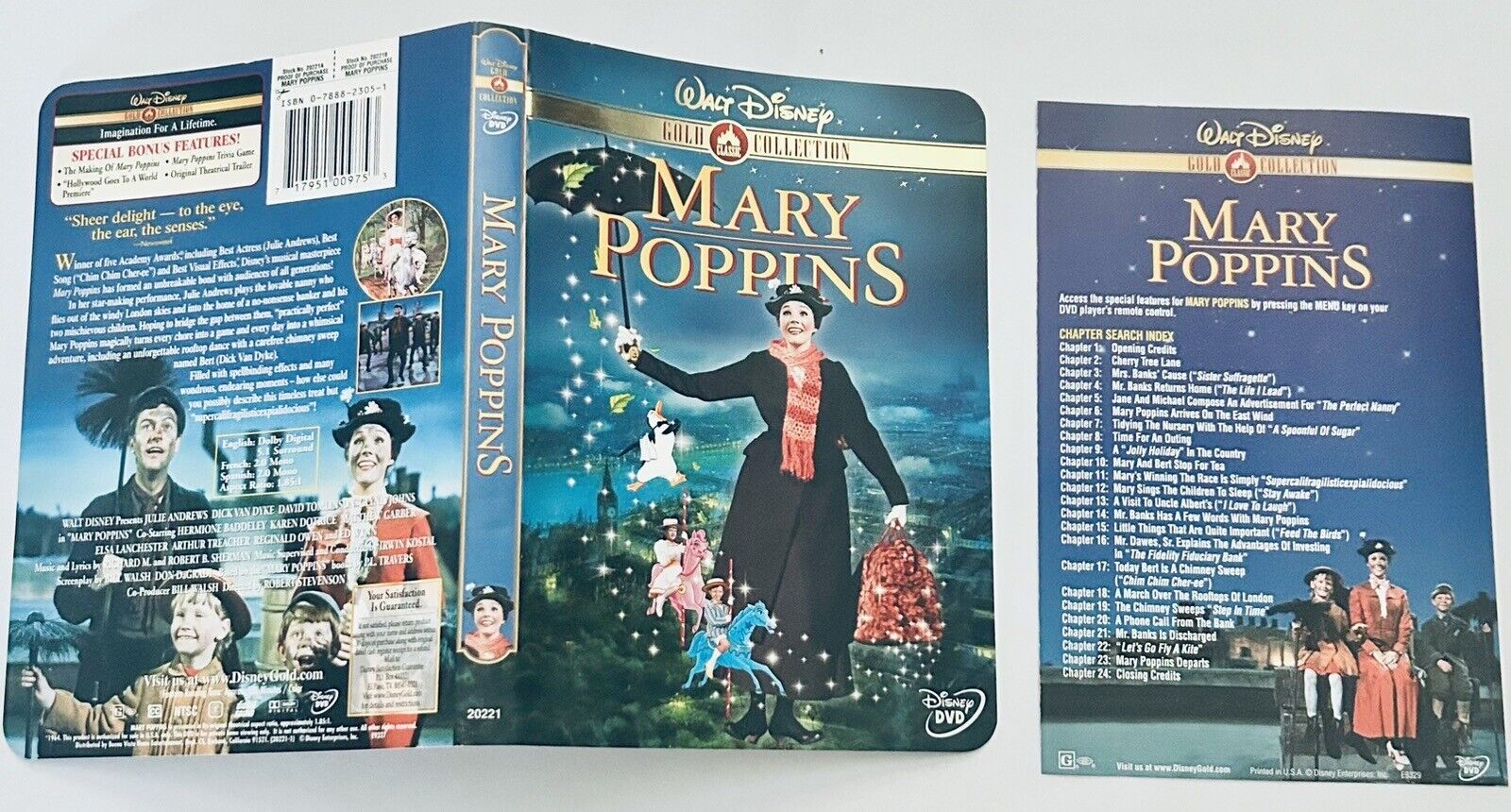 Mary Poppins DVD, 2000 *ARTWORK & INSERT ONLY - NO DISC* Collection Edition