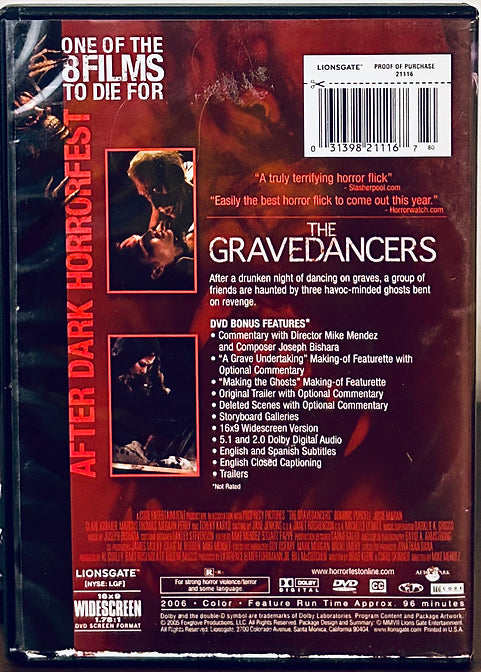 The Gravedancers (DVD 2006) w/ Insert Horror After Dark Horrorfest Lionsgate OOP