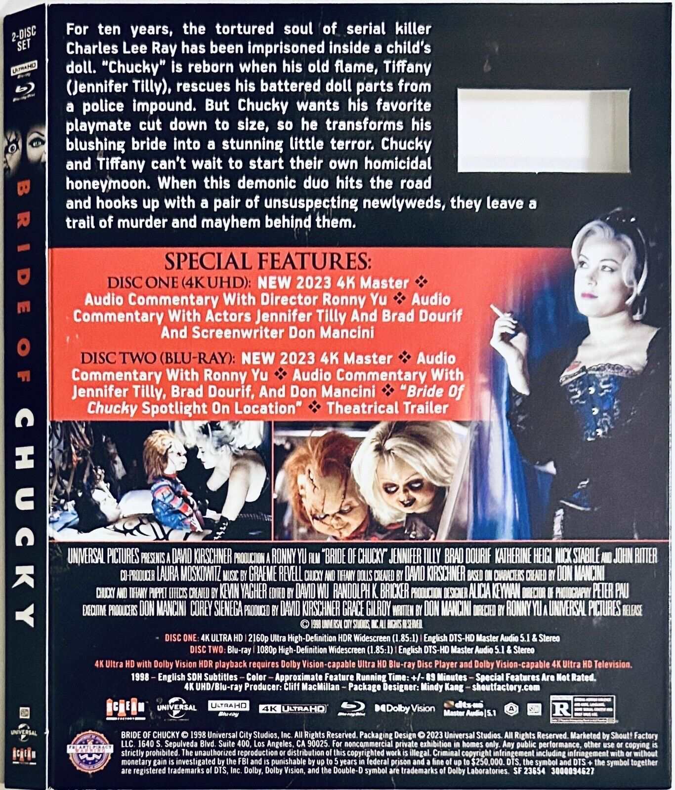 Bride of Chucky 1998 4K-UHD Scream Factory * SLIPCOVER ONLY - NO DISC *