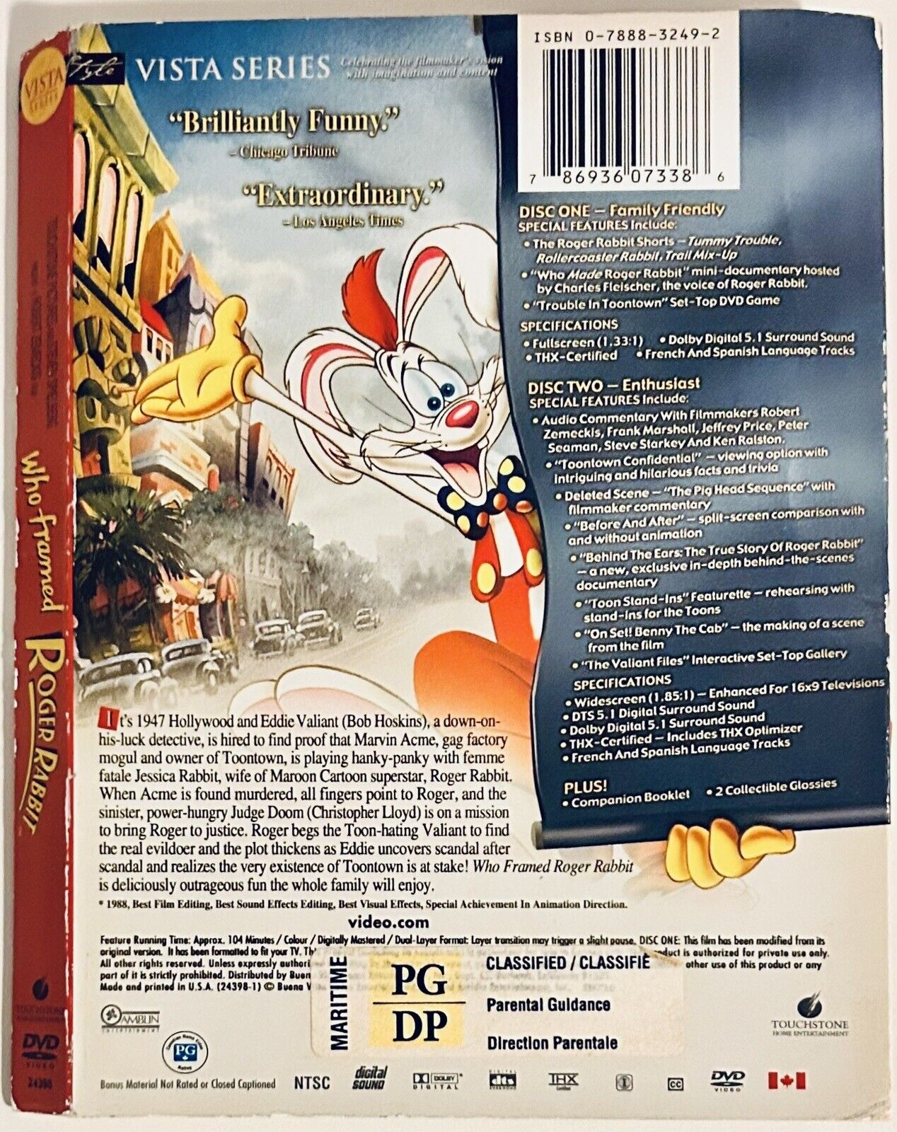 Who Framed Roger Rabbit 1988 * DVD Slipcover ONLY - NO DISC/CASE * Vista Series