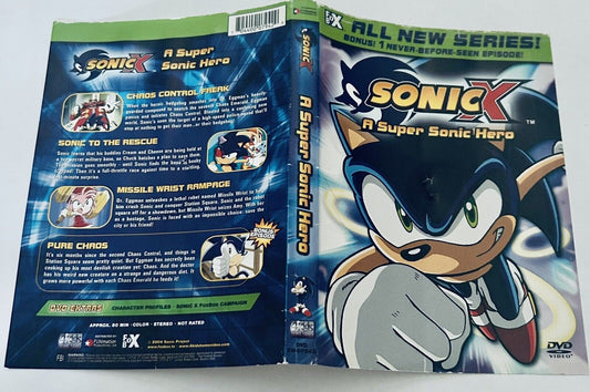 Sonic X - Vol. 1: A Super Sonic Hero DVD, 2004 *ARTWORK ONLY - NO DISC