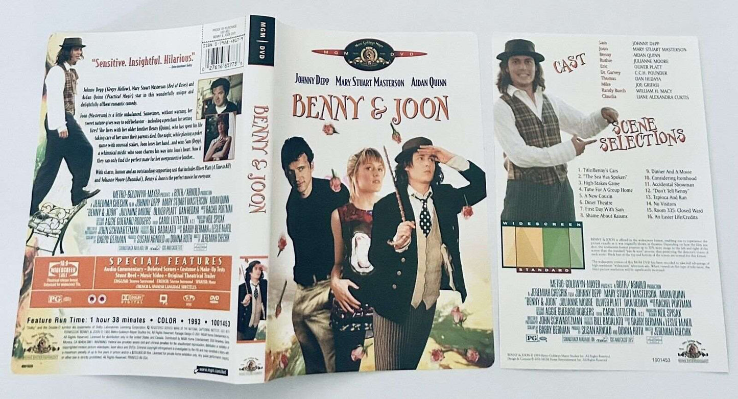 Benny & Joon DVD *ARTWORK & INSERT ONLY -NO DISC - 1993 Johnny Depp