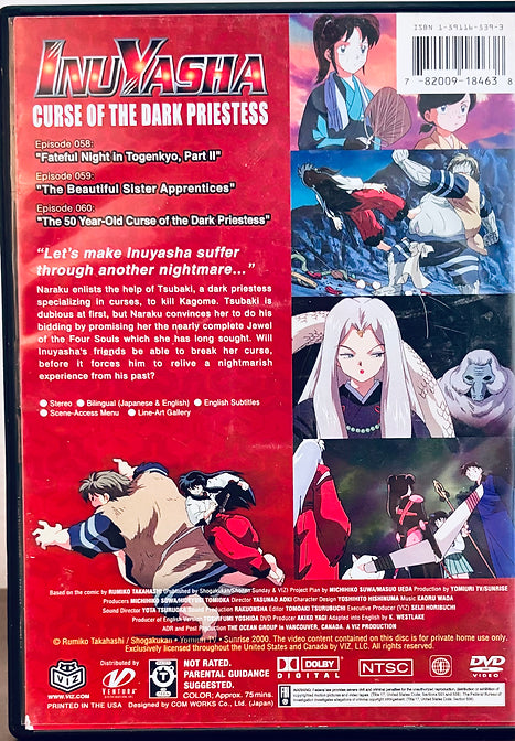 InuYasha - Vol. 20: Curse Of The Dark Priestess (DVD 2004) JP/EN Anime w/ Insert