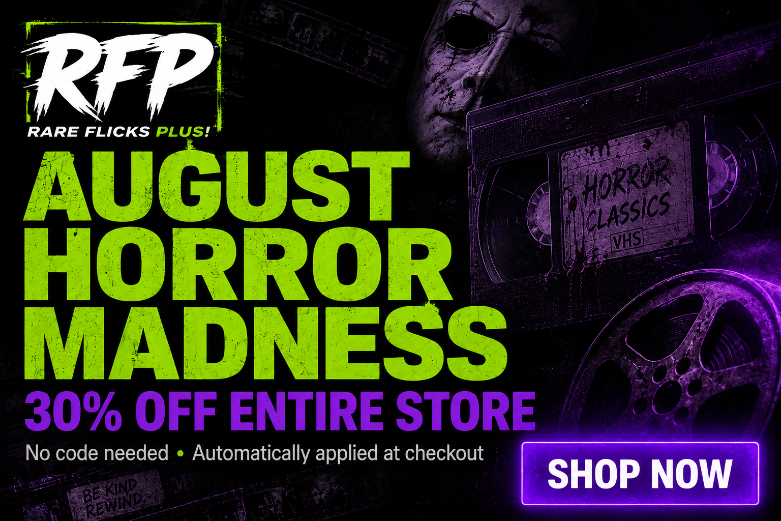 August Horror Madness: 30% Off Everything at Rare Flicks Plus